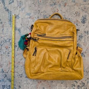 Stylish Yellow Leather Backpack